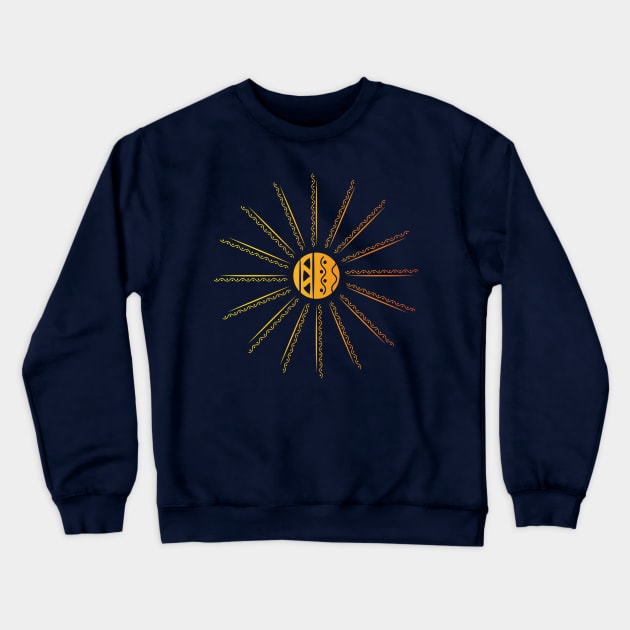 Abstract Sun Design Yellow and Orange Crewneck Sweatshirt by JDP Designs
